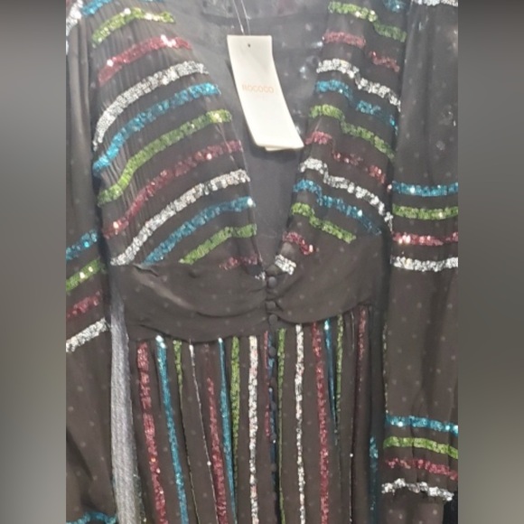 NWT Rococo Sand black sequin
polka dot maxi dress - Picture 5 of 7